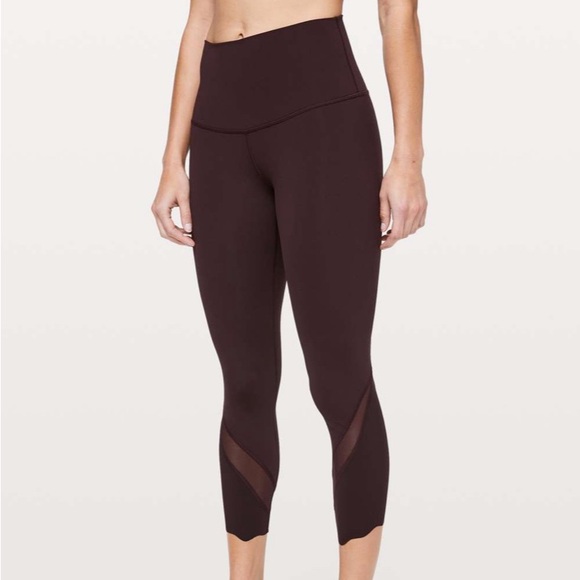 Lululemon Wunder Under Crop Roll Down Scallop Full-On Luxtreme 23” Plum Shadow - Picture 2 of 7